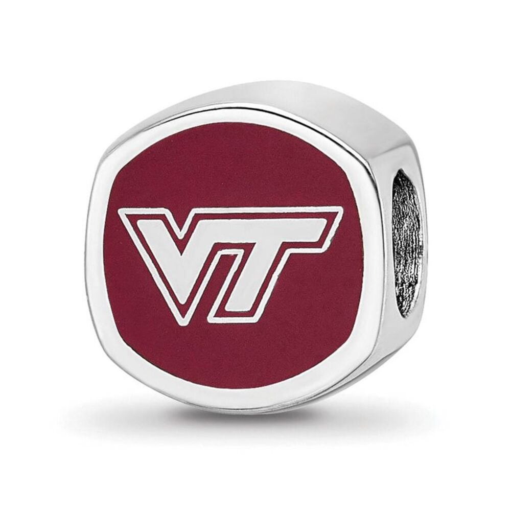 Sterling Silver Virginia Tech VT Cushion Shaped Logo Bead Charm